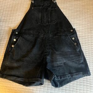 Old Navy Black Denim Short Overalls